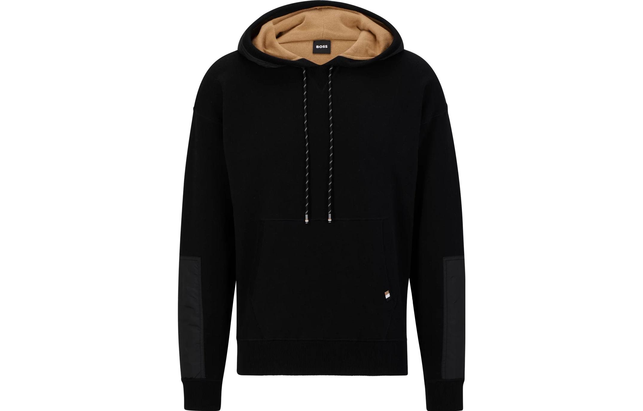 HUGO BOSS SS23 Black Hoodie with Pocket and Long Sleeves 50490569-001