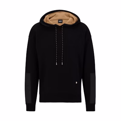 HUGO BOSS SS23 Black Hoodie with Pocket and Long Sleeves 50490569-001