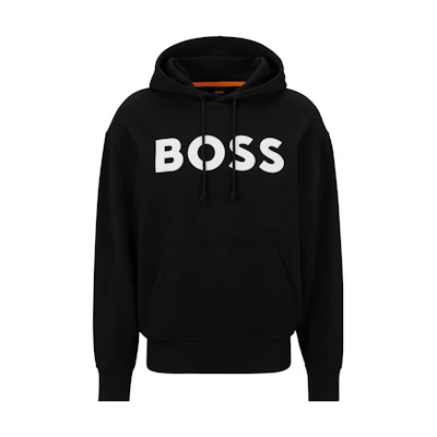 HUGO BOSS SS23 Black Hoodie with Solid Logo Print 50487134-001