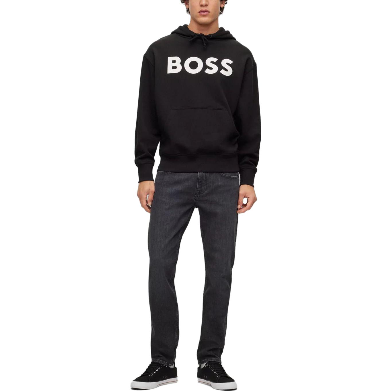 Lookbook HUGO BOSS SS23 Hoodie Hitam dengan Cetakan Logo Solid 50487134-001