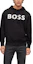 Shop HUGO BOSS SS23 Hoodie Hitam dengan Cetakan Logo Solid 50487134-001