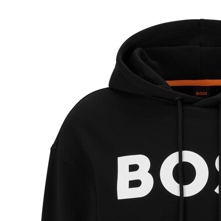 Details for HUGO BOSS SS23 Hoodie Hitam dengan Cetakan Logo Solid 50487134-001