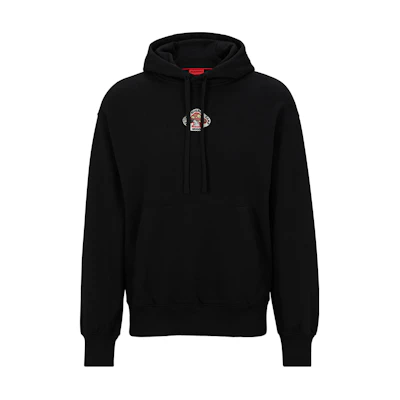 HUGO BOSS SS23 Black Hoodie with Solid Mushroom Print Design 50499021-001