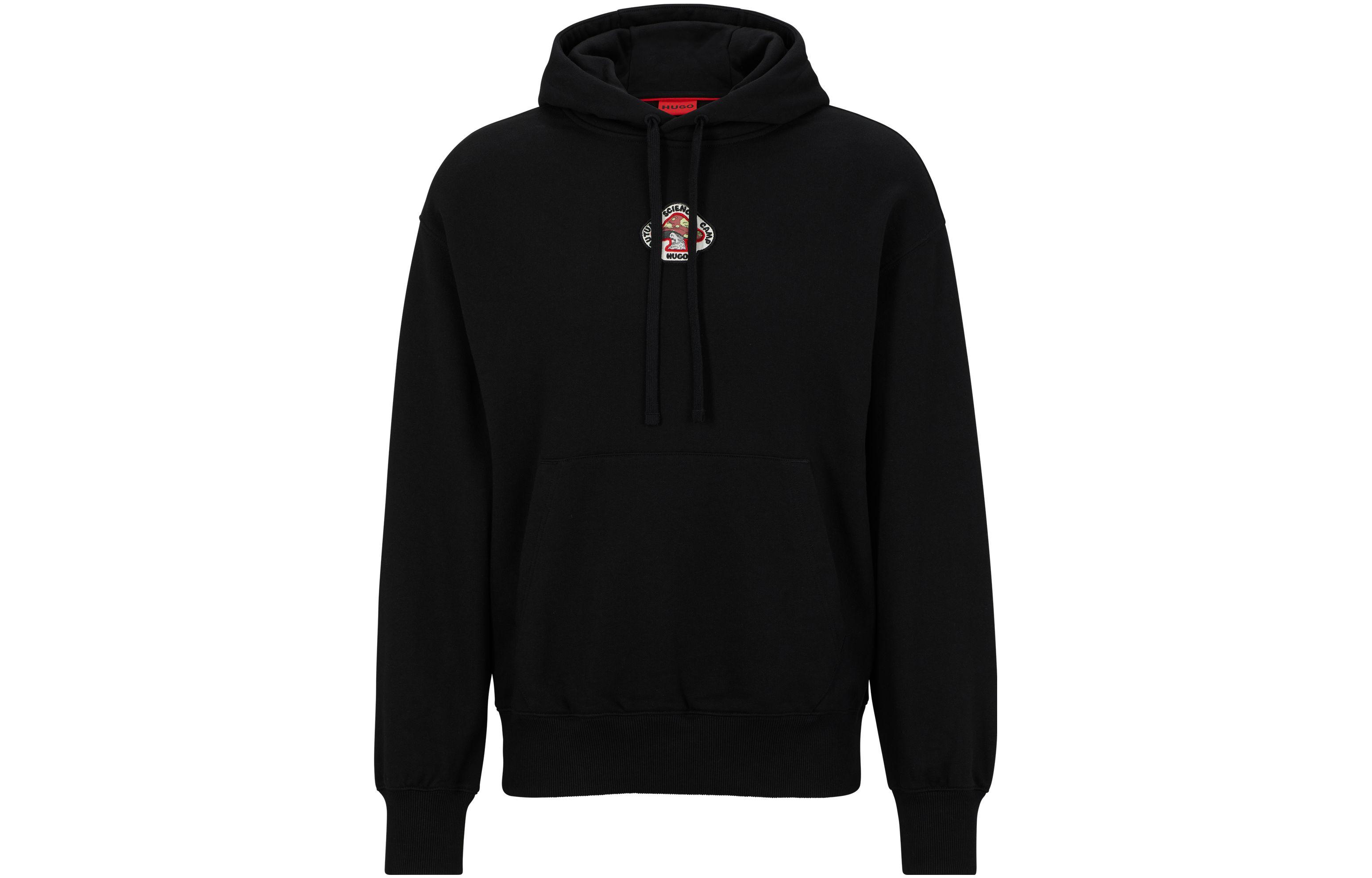 HUGO BOSS SS23 Black Hoodie with Solid Mushroom Print Design 50499021-001 圖 2