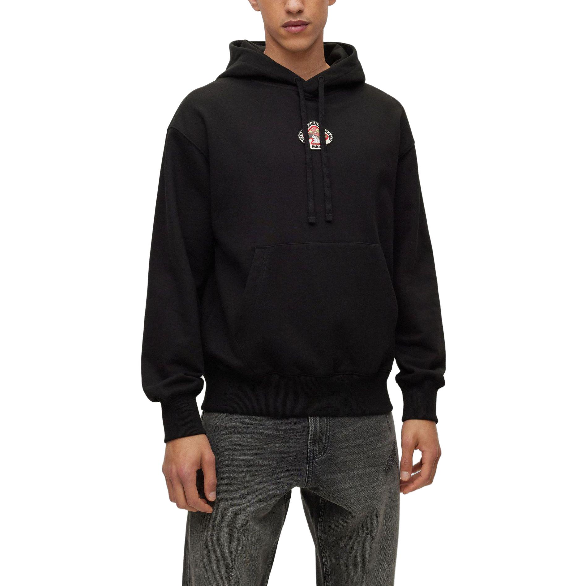 HUGO BOSS SS23 Black Hoodie with Solid Mushroom Print Design 50499021-001 圖 3