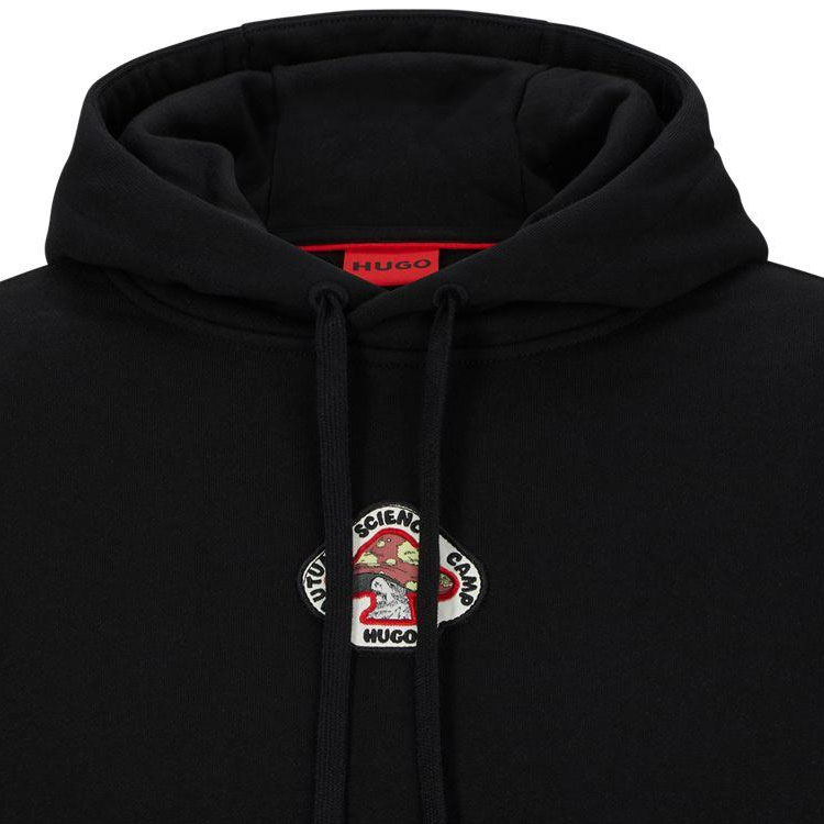 HUGO BOSS SS23 Black Hoodie with Solid Mushroom Print Design 50499021-001 圖 6
