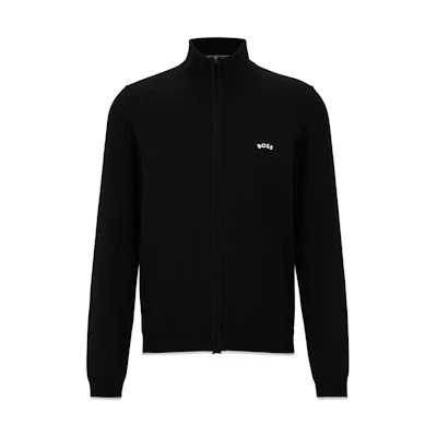 HUGO BOSS SS23 Black Jacket with Solid Logo Print and Stand Collar 50482402-001