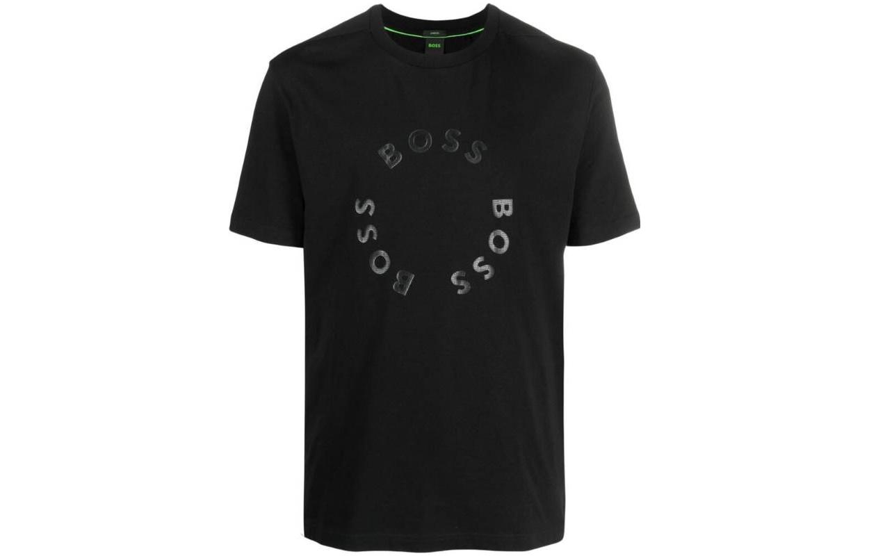 HUGO BOSS SS23 Black Letter Print Crew Neck T-Shirt Short Sleeve 50488831-001