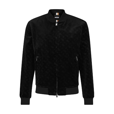HUGO BOSS SS23 Black Loose Fit Zip-Up Jacket for Men 50484725-001