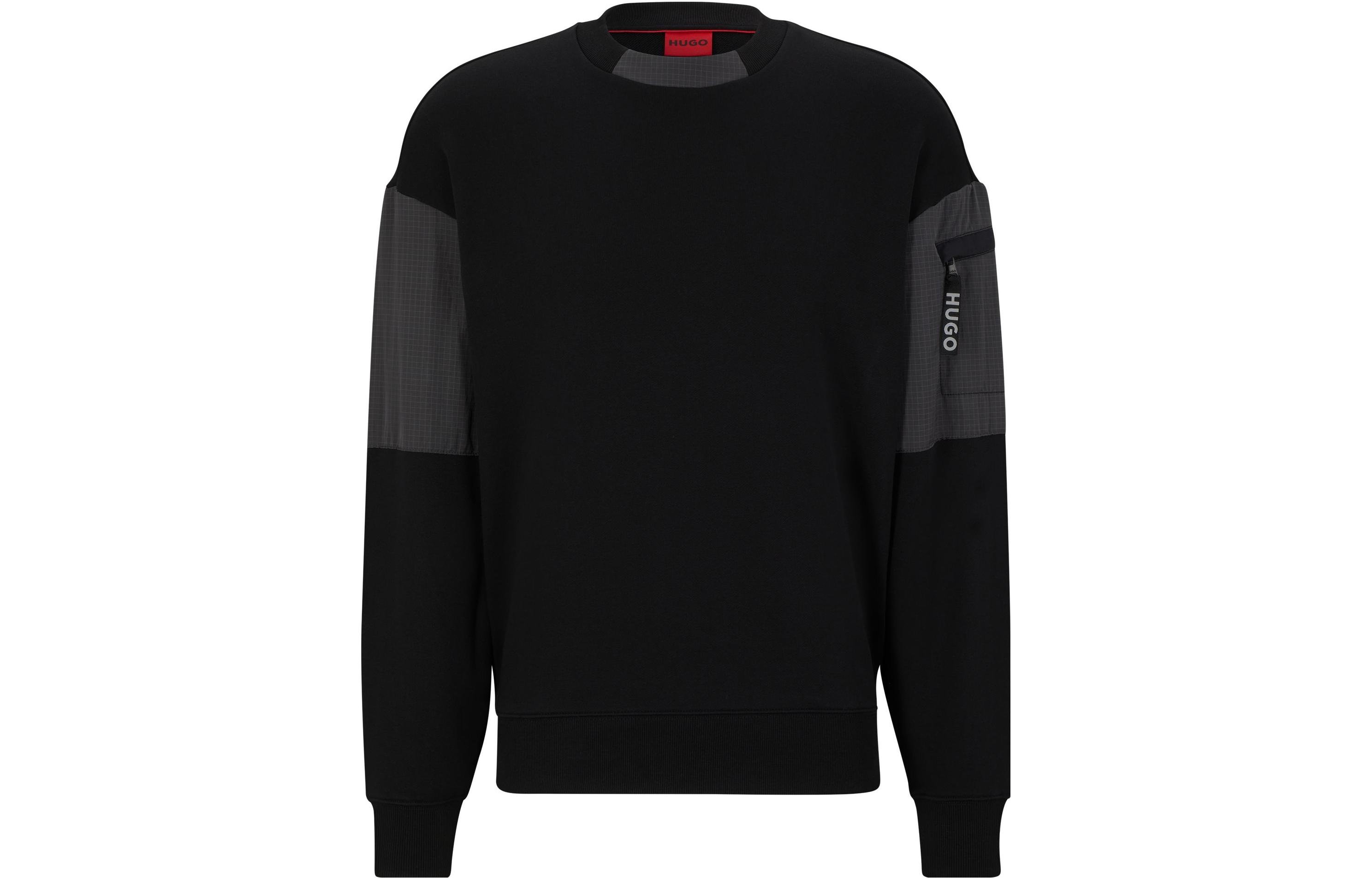 HUGO BOSS SS23 Black Patchwork Crewneck Long-Sleeve Sweatshirt 50493591-001 圖 2
