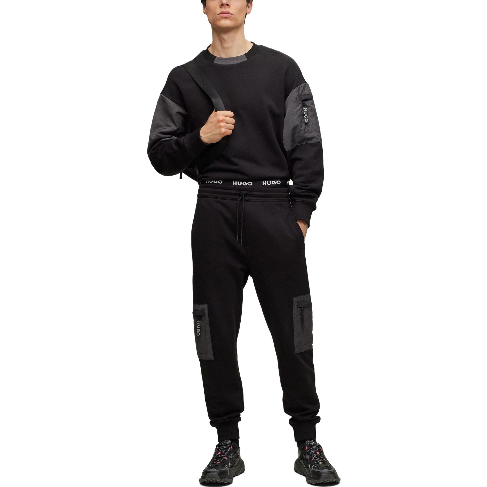 HUGO BOSS SS23 Black Patchwork Crewneck Long-Sleeve Sweatshirt 50493591-001 圖 3