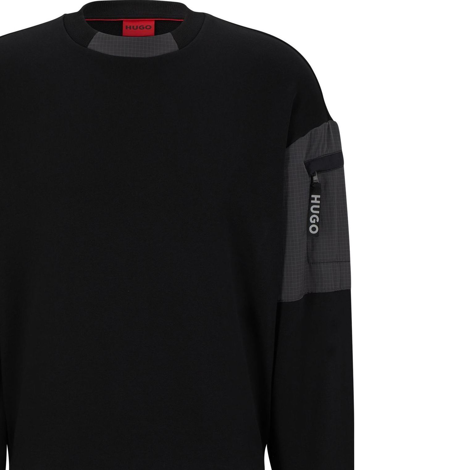 HUGO BOSS SS23 Black Patchwork Crewneck Long-Sleeve Sweatshirt 50493591-001 圖 6