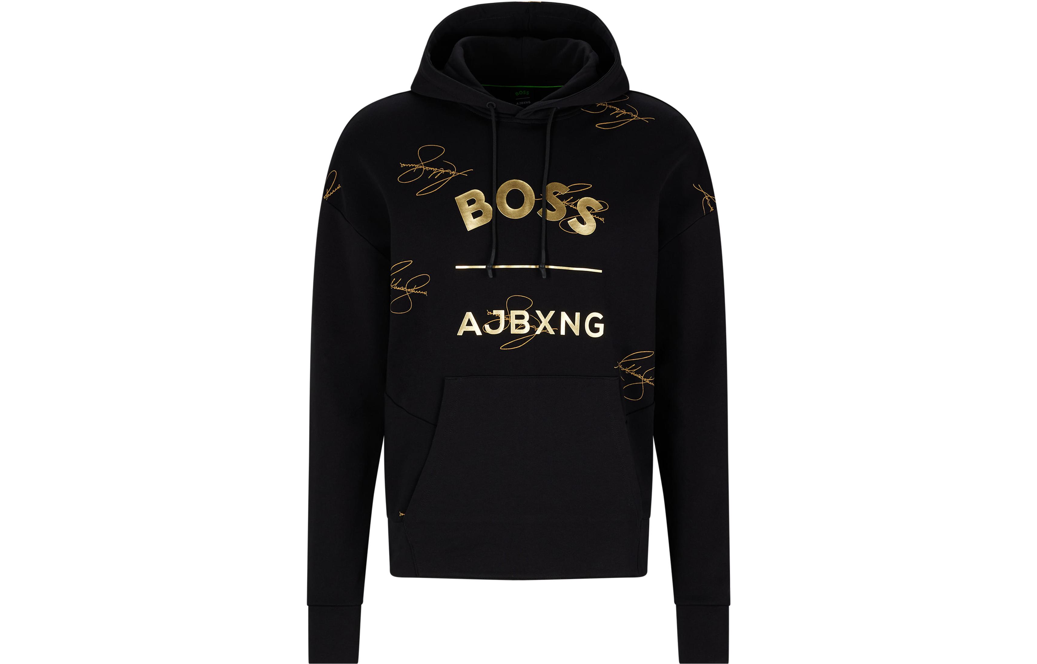 HUGO BOSS SS23 Black Pullover Hoodie with Logo Print for Men 50476428-001