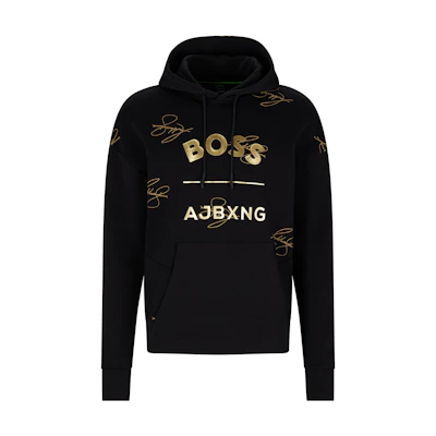 HUGO BOSS SS23 Black Pullover Hoodie with Logo Print for Men 50476428-001