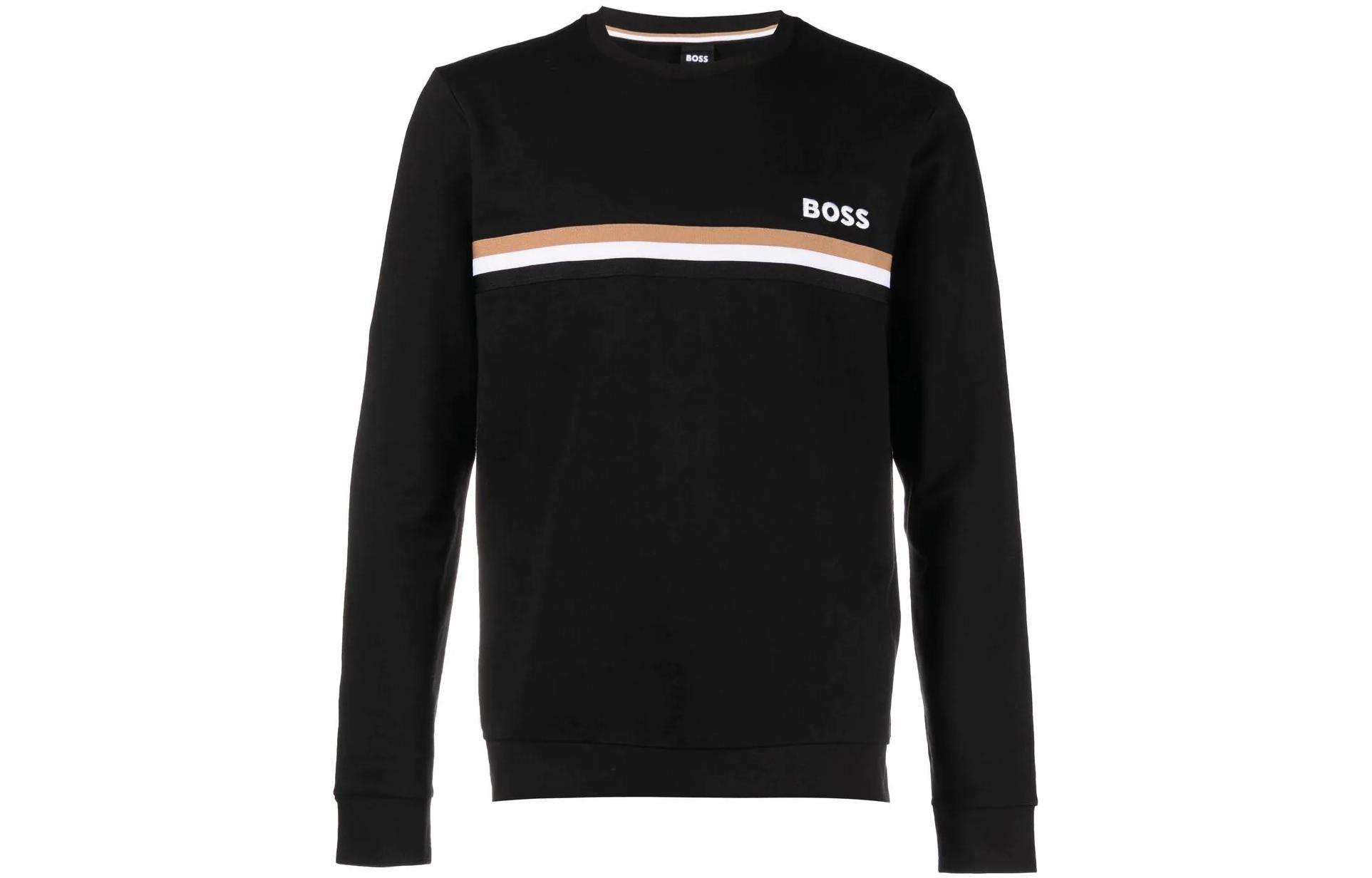 HUGO BOSS SS23 Black Pullover Sweatshirt with Stripe Detail 50488076-001