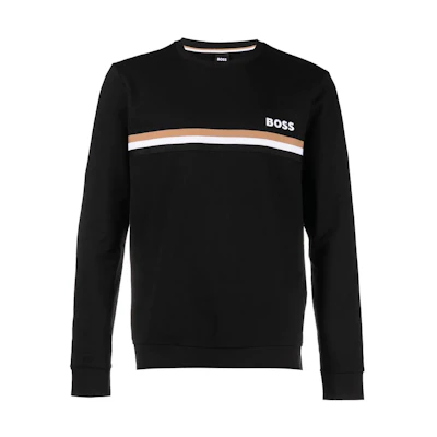 HUGO BOSS SS23 Black Pullover Sweatshirt with Stripe Detail 50488076-001