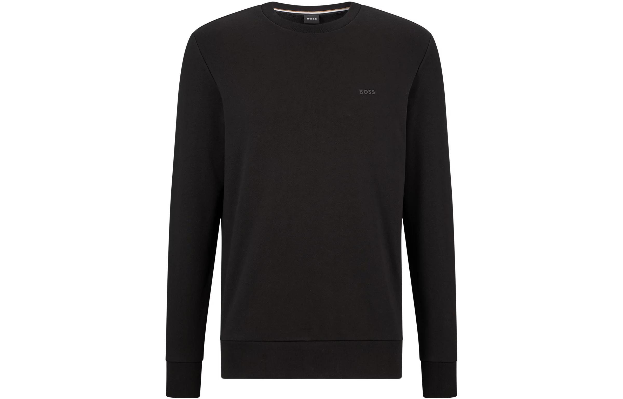 HUGO BOSS SS23 Black Rubber Logo Print Pullover Sweatshirt Long Sleeve 50471981-001