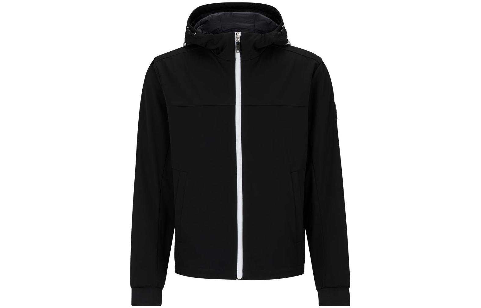 HUGO BOSS SS23 Black Solid Color Hooded Zip Jacket 50485941-001