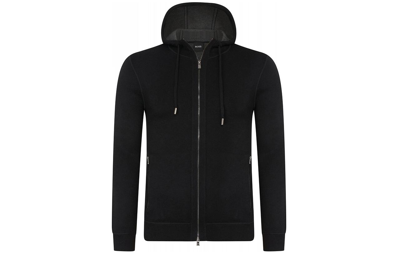 HUGO BOSS SS23 Black Solid Color Zip-Up Hoodie with Long Sleeves 50458466-001