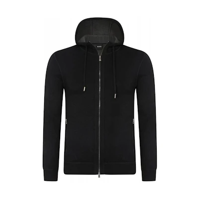 HUGO BOSS SS23 Black Solid Color Zip-Up Hoodie with Long Sleeves 50458466-001