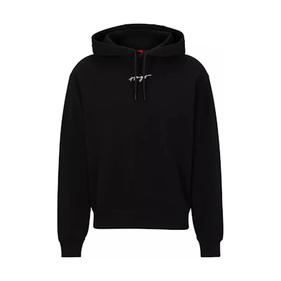 HUGO BOSS SS23 Black Solid Letter Print Drawstring Hoodie for Men 50486444-001