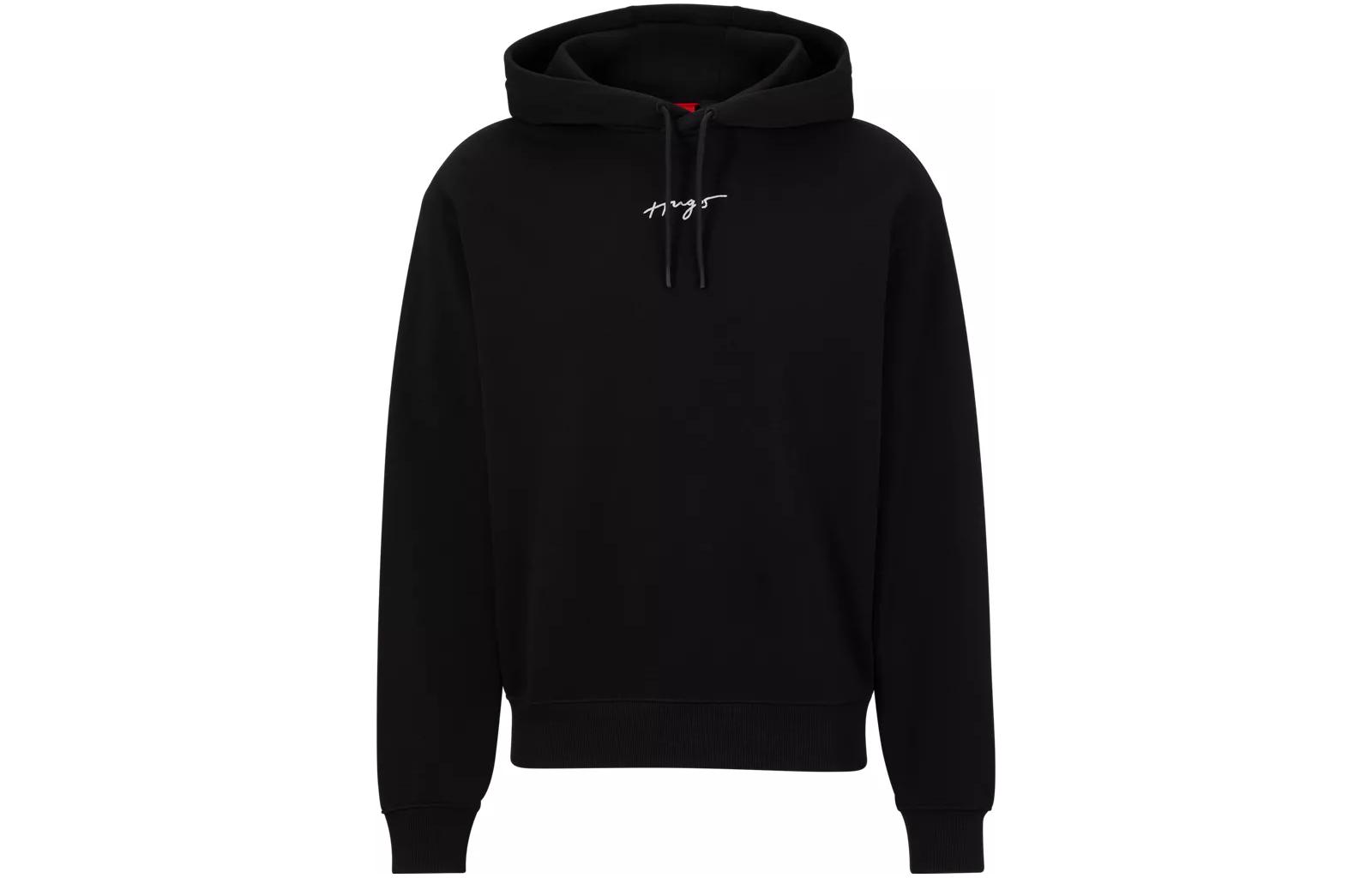 Order 雨果博斯 HUGO BOSS SS23 男士黑色字母印花抽绳连帽衫 50486444-001