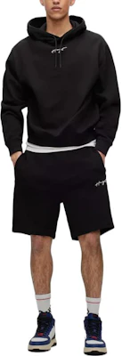 雨果博斯 HUGO BOSS SS23 男士黑色字母印花抽绳连帽衫 50486444-001 Lookbook 雨果博斯 HUGO BOSS SS23 男士黑色字母印花抽绳连帽衫 50486444-001