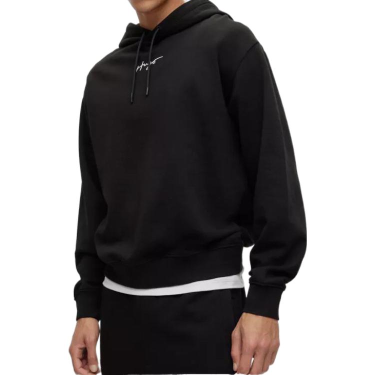 Purchase 雨果博斯 HUGO BOSS SS23 男士黑色字母印花抽绳连帽衫 50486444-001