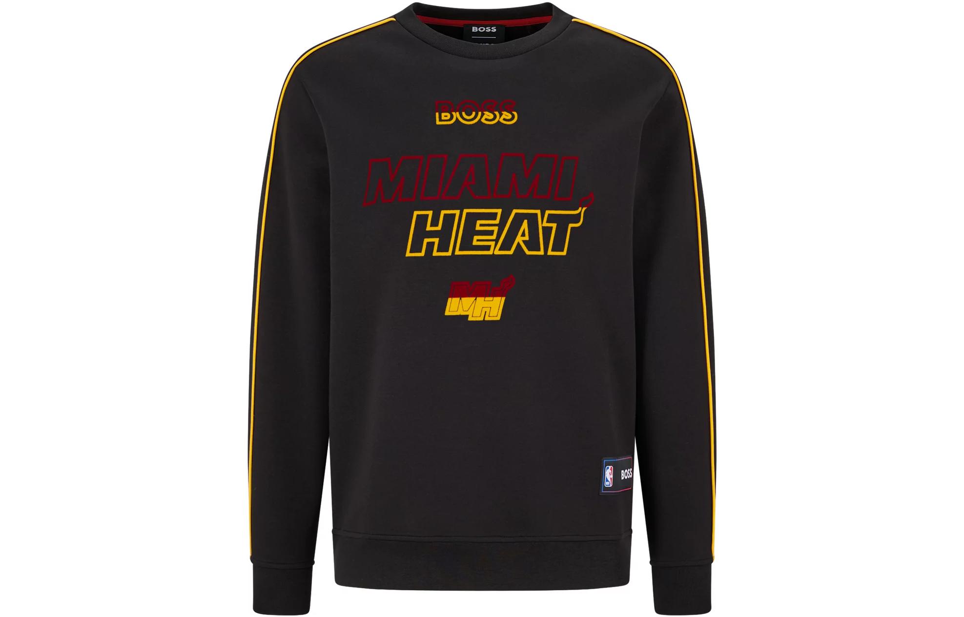 HUGO BOSS SS23 Black Solid Letter Print Loose-Fit Crewneck Sweatshirt 50477351-007