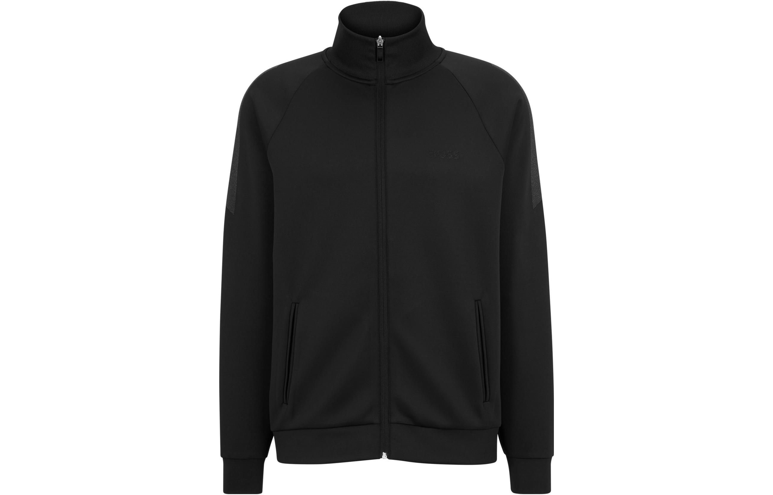 HUGO BOSS SS23 Black Stand Collar Long-Sleeve Jacket 50485504-001