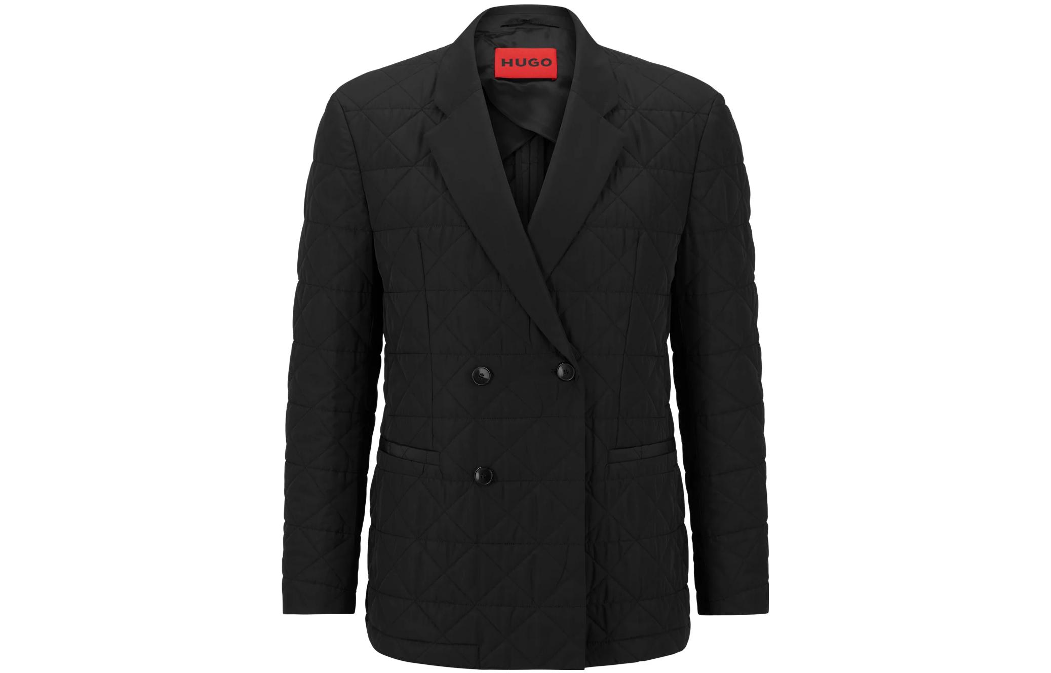 HUGO BOSS SS23 Black Waterproof Double-Breasted Jacket 50479339-001