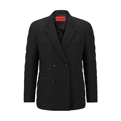 HUGO BOSS SS23 Black Waterproof Double-Breasted Jacket 50479339-001