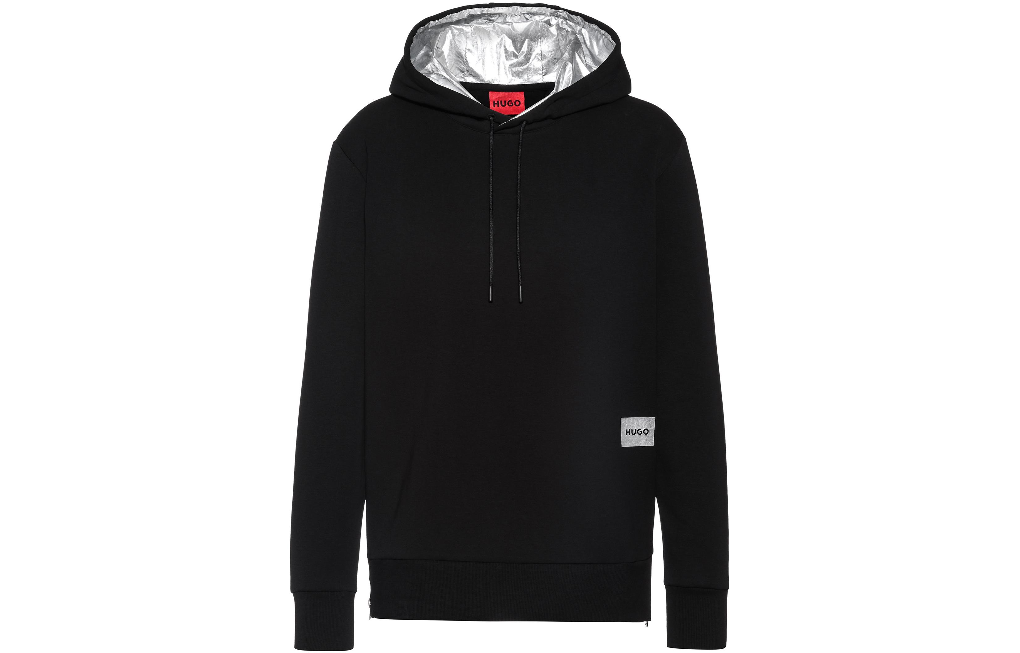 HUGO BOSS SS23 Black Zip-Up Hoodie with Solid Logo Patch 50420939-001