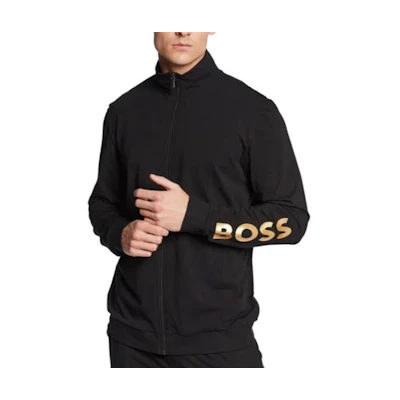 HUGO BOSS SS23 Black Zip-Up Letter Print High-Collar Sweatshirt 50488111-005