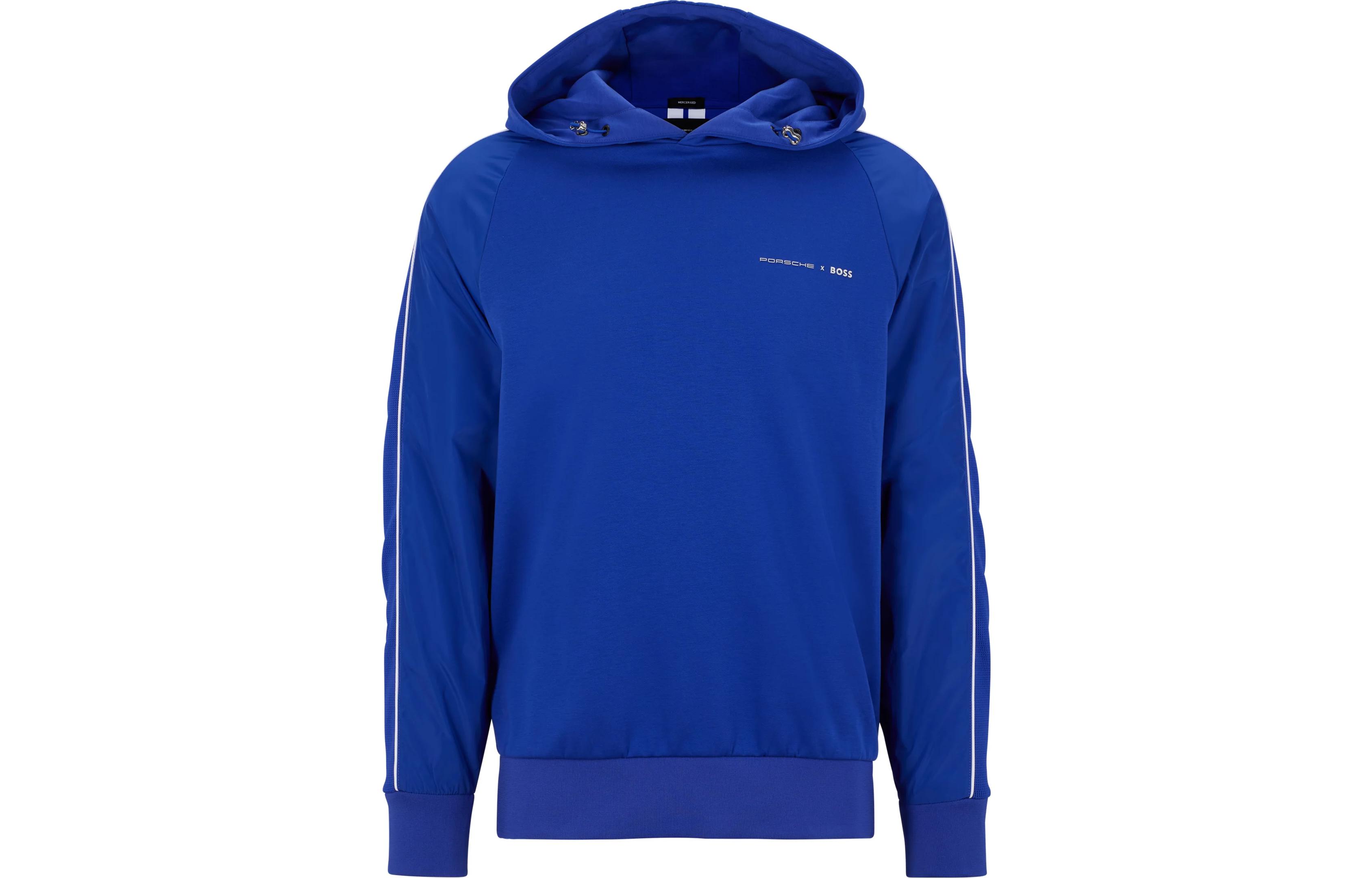 HUGO BOSS SS23 Blue Hoodie with Solid Letter Print Design 50486255-433