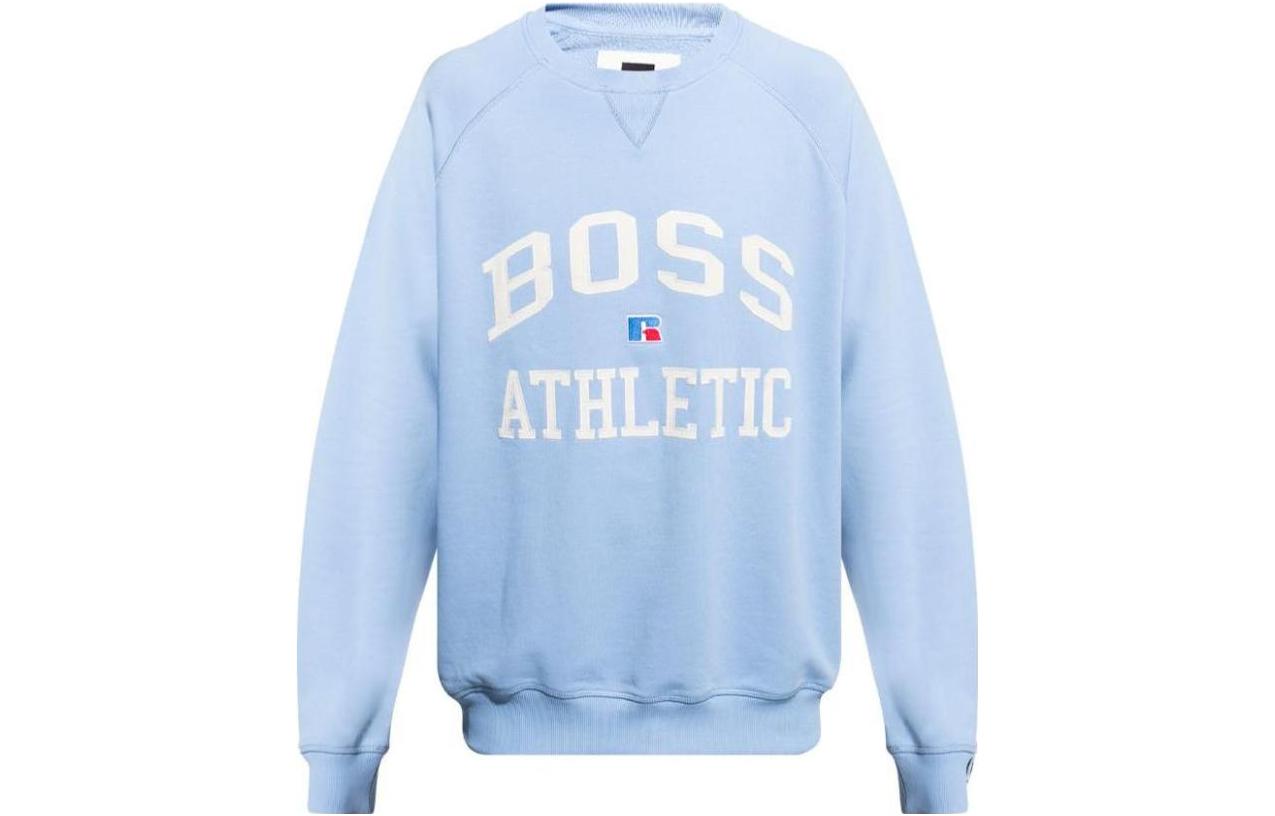 HUGO BOSS SS23 Blue Logo Print Hoodie Long Sleeve Sweatshirt 50455995-492
