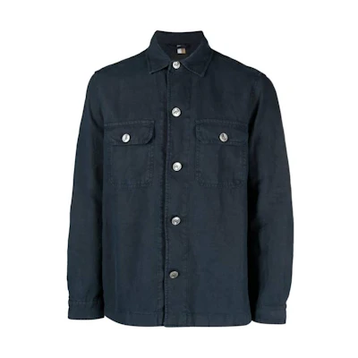 HUGO BOSS SS23 Blue Single-Breasted Shirt Jacket with Chest Pocket 50489310-404