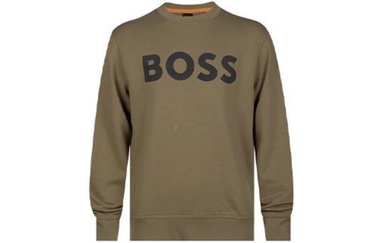 HUGO BOSS SS23 Brown Crewneck Letter Print Long Sleeve Sweatshirt 50487133-280