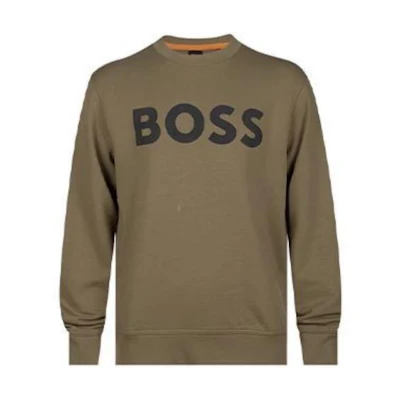HUGO BOSS SS23 Brown Crewneck Letter Print Long Sleeve Sweatshirt 50487133-280