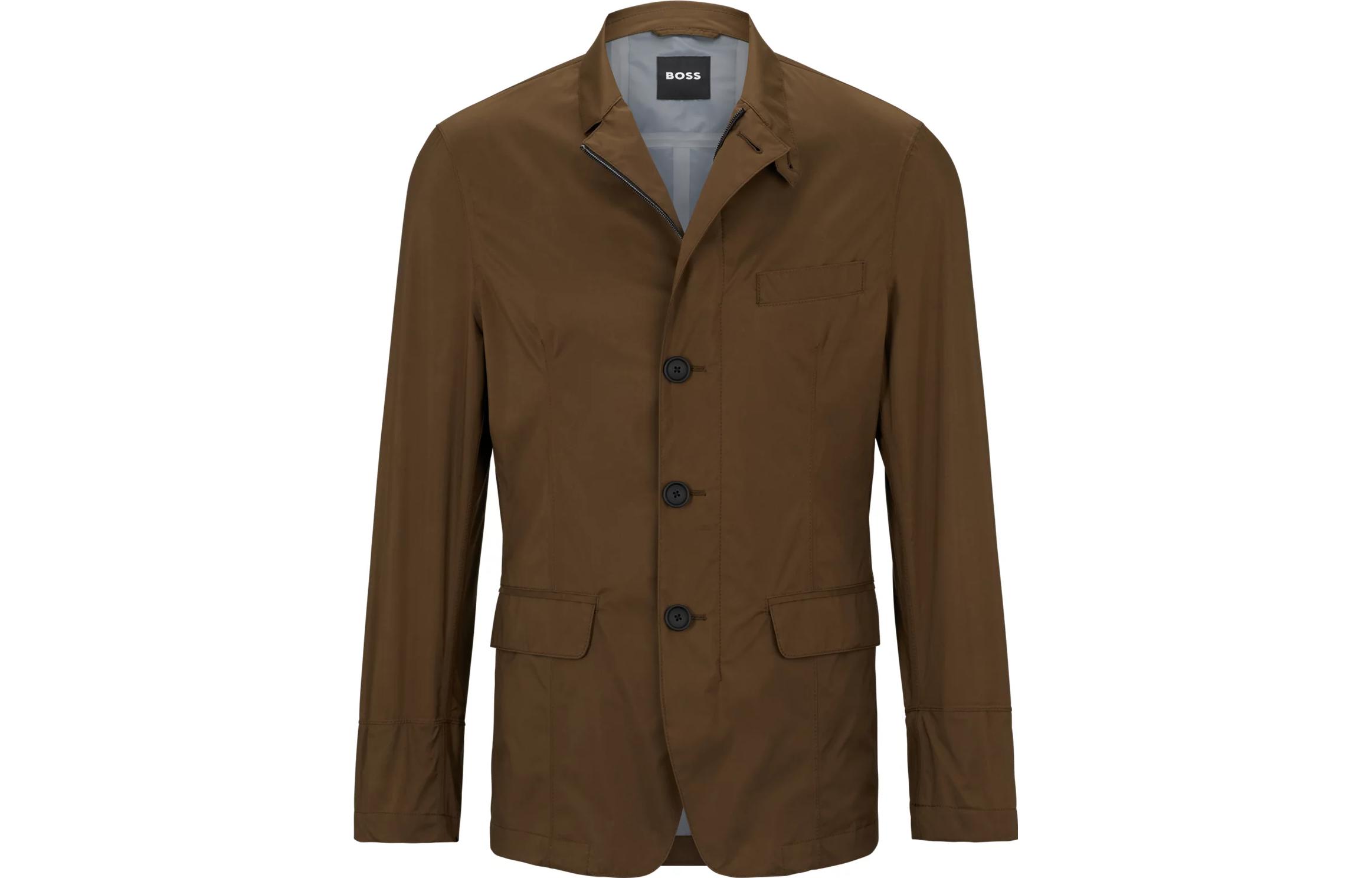 HUGO BOSS SS23 Brown Slim-Fit Single-Breasted Blazer Jacket 50496172-361