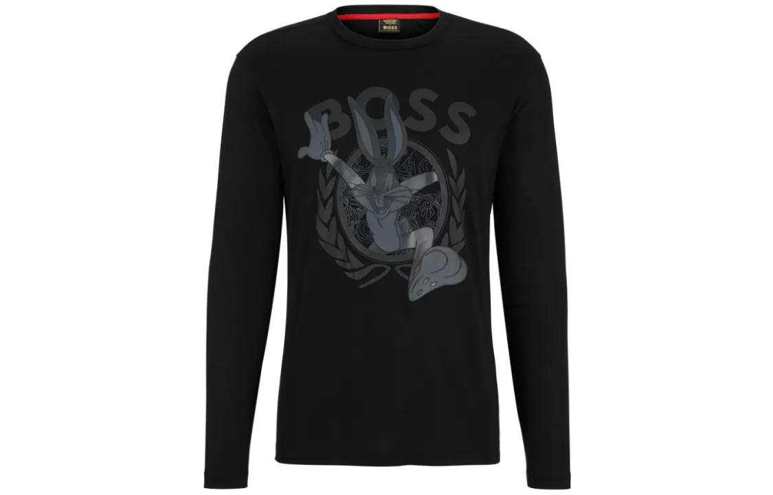 HUGO BOSS SS23 Cartoon Logo Print Crewneck Sweatshirt Black 50483767-001
