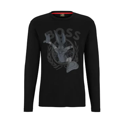 HUGO BOSS SS23 Cartoon Logo Print Crewneck Sweatshirt Black 50483767-001
