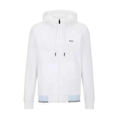 HUGO BOSS SS23 Color Logo Zip-Up Sweatshirt White - Fashion 50497196-100