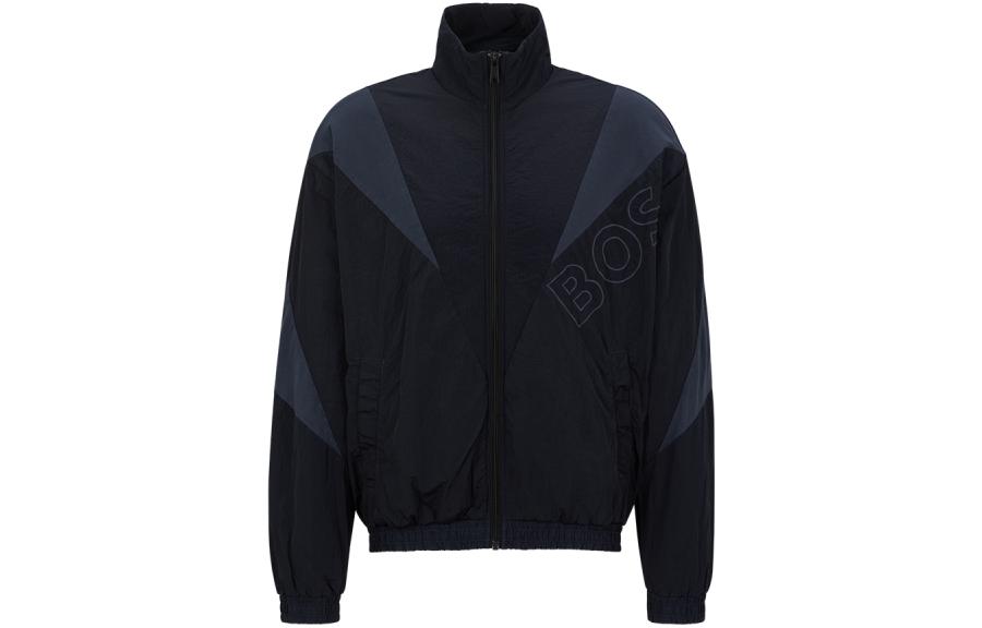 HUGO BOSS SS23 Colorblock Embroidered Zip Jacket  Navy Blue 50488687-404