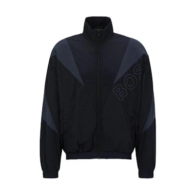 HUGO BOSS SS23 Colorblock Embroidered Zip Jacket Navy Blue 50488687-404