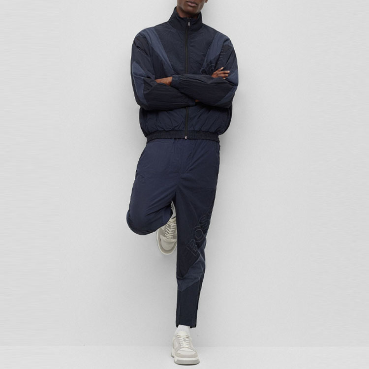 HUGO BOSS SS23 Colorblock Embroidered Zip Jacket  Navy Blue 50488687-404 圖 3