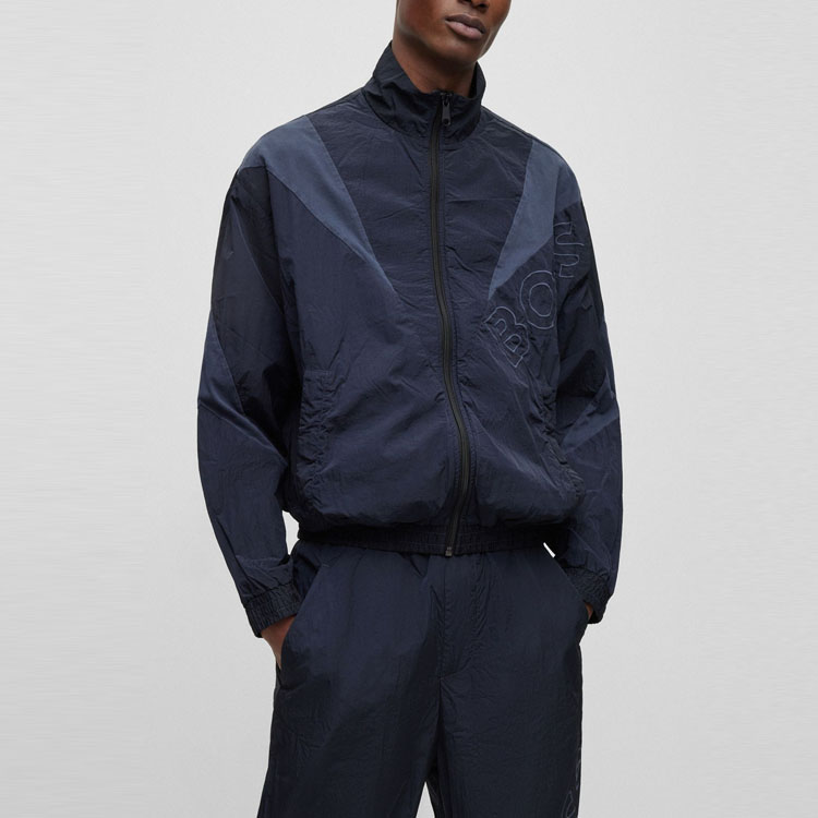 HUGO BOSS SS23 Colorblock Embroidered Zip Jacket  Navy Blue 50488687-404 圖 4