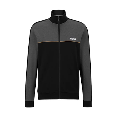 HUGO BOSS SS23 Colorblock Letter Print Zip-Up Jacket Men’s Black 50491250-001