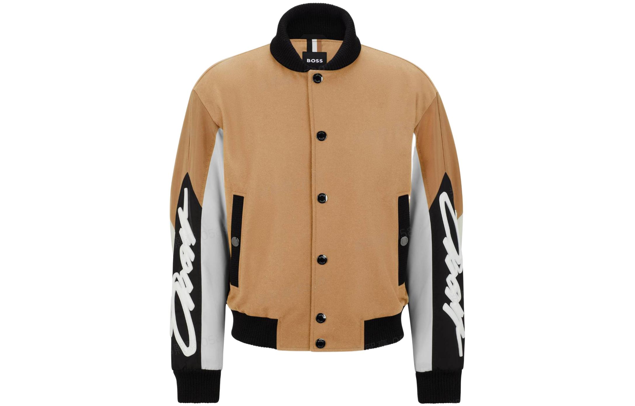 HUGO BOSS SS23 Colorblock Logo Tape Jacket Men’s Light Brown 50488183-260