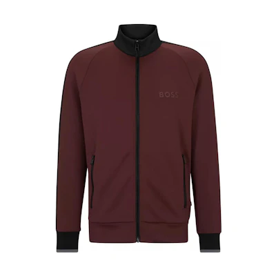 HUGO BOSS SS23 Colorblock Logo Zip Sweatshirt Deep Red 50486268-601